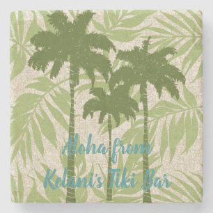 Areca Palms Hawaiian Tropical Vintage Coordinates Stone Coaster