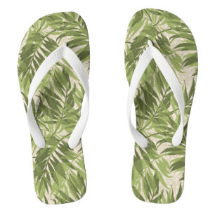 Areca Palms Hawaiian Tropical Vintage Green Flip Flops
