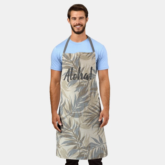 Areca Palms Hawaiian Tropical Vintage Grey Apron (Worn)