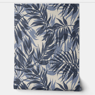 Areca Palms Hawaiian Tropical Vintage- Indigo Wallpaper