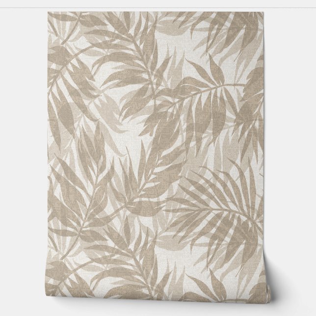 Areca Palms Hawaiian Tropical Vintage- Natural Wallpaper (Unrolling)