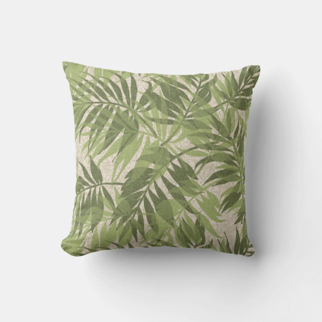 Areca Palms Hawaiian Tropical Vintage Outdoor Cushion (Front)
