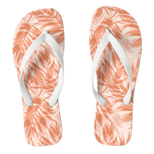 Areca Palms Hawaiian Tropical Vintage Peach Flip Flops
