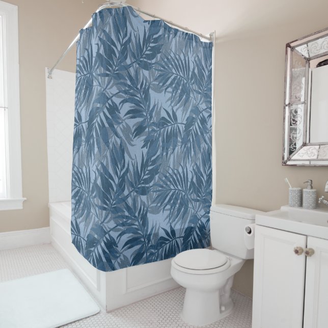 Areca Palms Hawaiian Tropical Vintage Shower Curtain (In Situ)