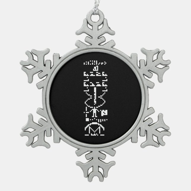 Arecibo Binary Message 1974 Snowflake Pewter Christmas Ornament (Front)