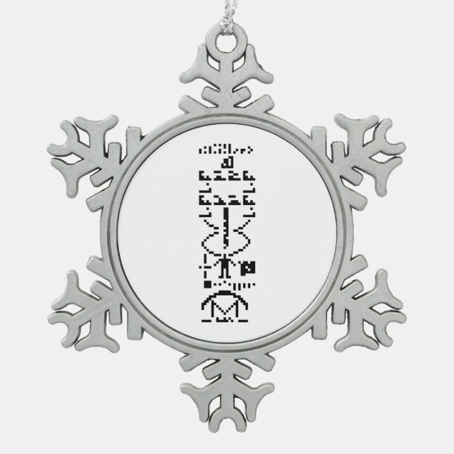 Arecibo Binary Message 1974 Snowflake Pewter Christmas Ornament (Front)