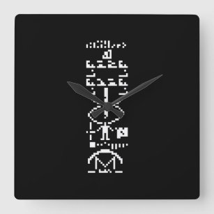 Arecibo Binary Message 1974 Square Wall Clock