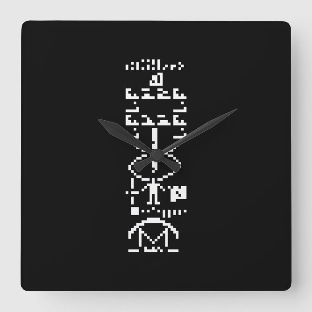 Arecibo Binary Message 1974 Square Wall Clock (Front)