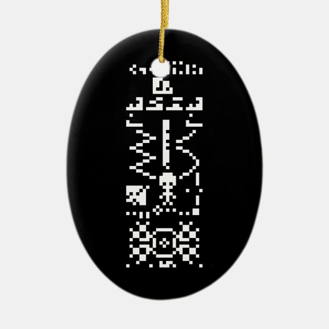 Arecibo Binary Message Reply Ceramic Tree Decoration (Front)