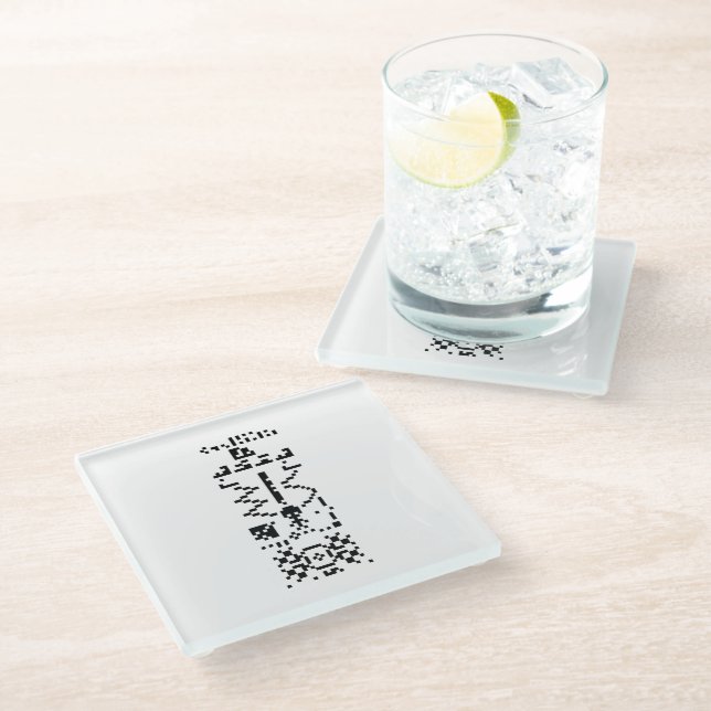 Arecibo Binary Message Reply Glass Coaster (Angled)