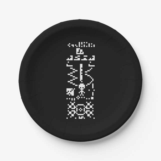 Arecibo Binary Message Reply Paper Plate (Front)