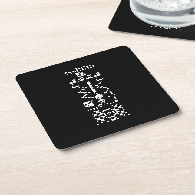 Arecibo Binary Message Reply Square Paper Coaster (Angled)