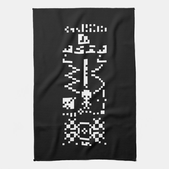 Arecibo Binary Message Reply Tea Towel (Vertical)