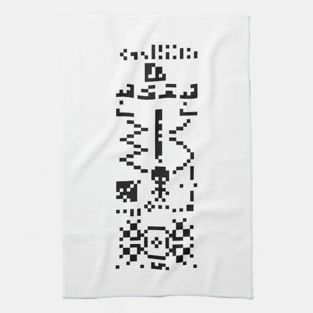 Arecibo Binary Message Reply Tea Towel (Vertical)