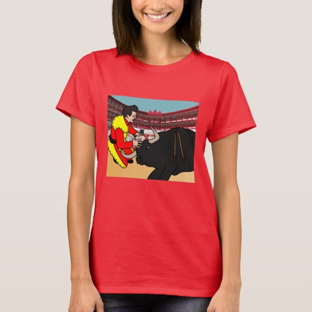 Arena Bullfight Torero Bull T-Shirt (Front)