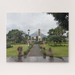 Arenal volcano and Iglesia de La Fortuna de San Ca Jigsaw Puzzle