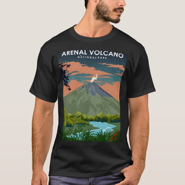 Arenal Volcano Costa Rica National Park at Night  T-Shirt (Front)