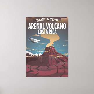 Arenal Volcano Costa Rica vintage cartoon poster Canvas Print
