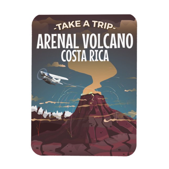 Arenal Volcano Costa Rica vintage cartoon poster Magnet (Vertical)