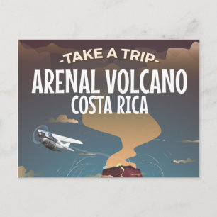 Arenal Volcano Costa Rica vintage cartoon poster Postcard