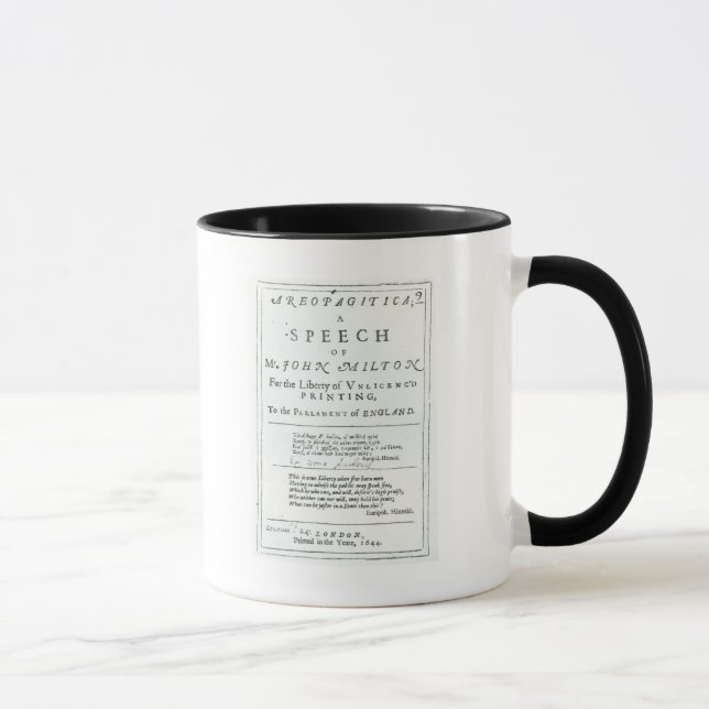 Areopagitica'  a speech of John Milton Mug (Right)