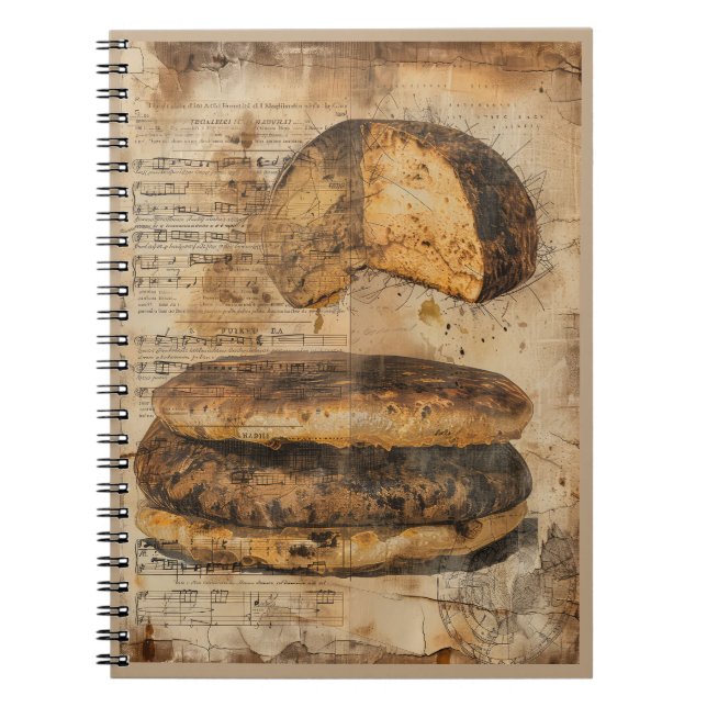 Arepa Bread Ephemera Collage Art Notebook (Front)