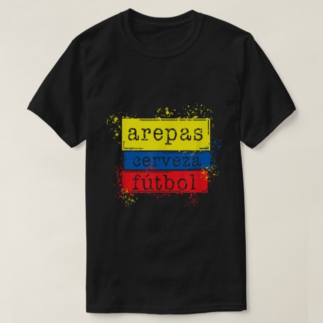 Arepas Cerveza Futbol Colombian Flag Soccer Jersey T-Shirt (Design Front)