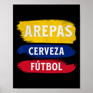 Arepas Cerveza Futbol Ecuador Flag Soccer Beer His Poster