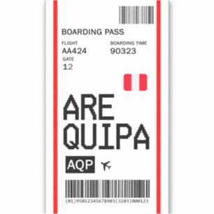 Arequipa Peru Boarding Pass Airline Ticket