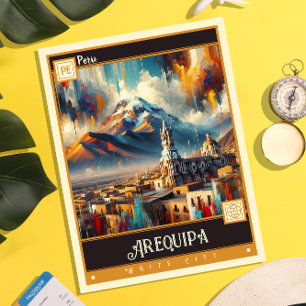 Arequipa, Peru Vintage Painting Postcard