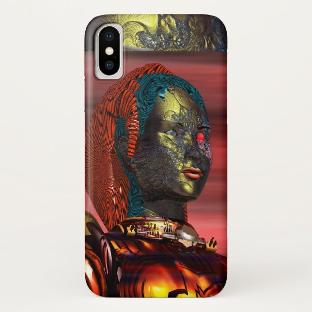 ARES /CYBORG PORTRAIT IN SUNSET Science Fiction Case-Mate iPhone Case (Back)