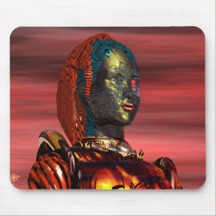 ARES - CYBORG PORTRAIT IN SUNSET Science Fiction Mouse Mat