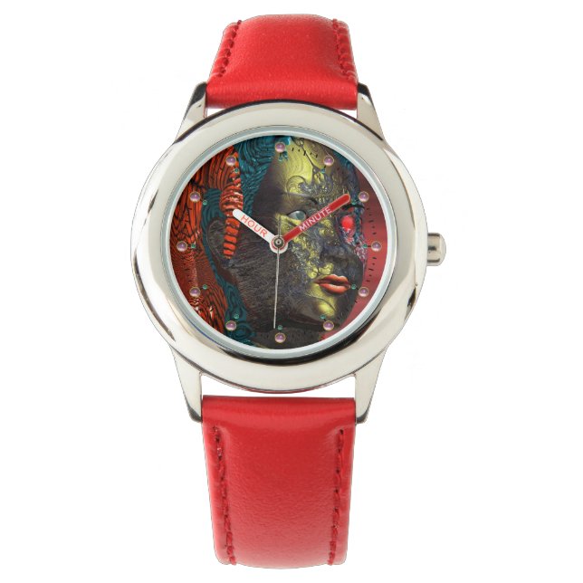 ARES CYBORG PORTRAIT Red Science Fiction Sci-Fi Watch (Front)