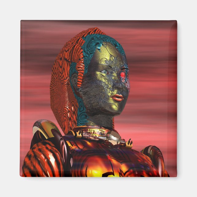 ARES - CYBORG PORTRAIT Science Fiction, Sci-Fi Magnet (Front)