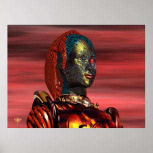 ARES CYBORG PORTRAIT,SUNSET Science Fiction,Scifi Poster