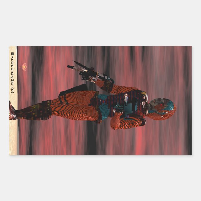 ARES CYBORG Red Sunset Science Fiction,Sci-Fi Rectangular Sticker (Front)