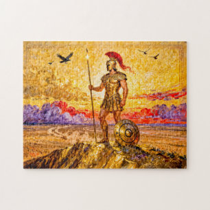Ares in Armour Standing on Mountain with Spear Jigsaw Puzzle