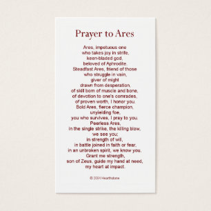 Ares Prayer Card