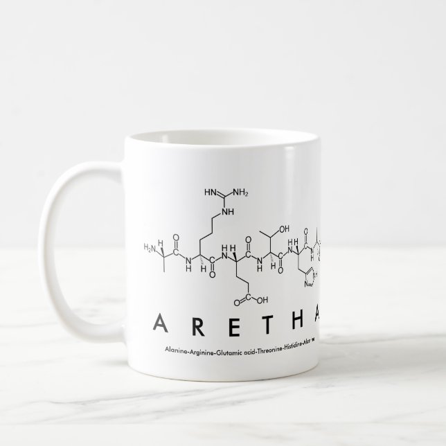 Aretha peptide name mug (Left)