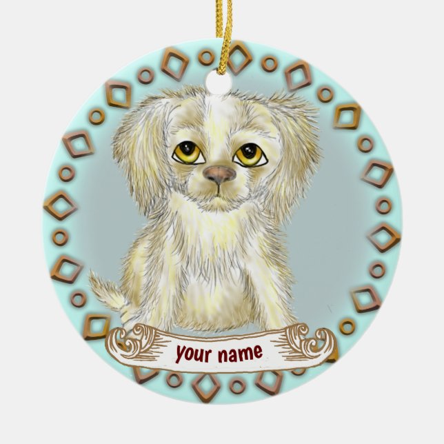 Arfy Dog  Ceramic Tree Decoration (Front)