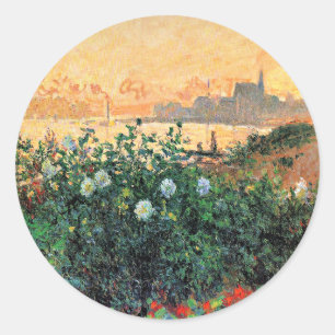 Argenteuil, Flowers by the Riverbank, Classic Round Sticker
