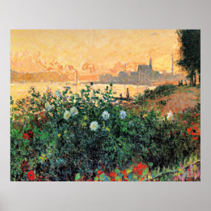 Argenteuil, Flowers by the Riverbank, Poster