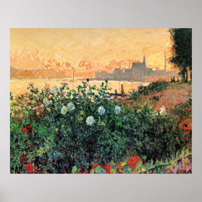 Argenteuil, Flowers by the Riverbank, Poster (Front)