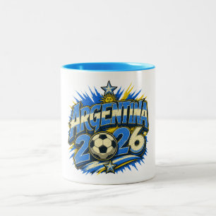 Argentina 26 Soccer Fan Blue Gold Two-Tone Coffee Mug