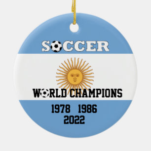 Argentina 3 Times Soccer Champs Ornament