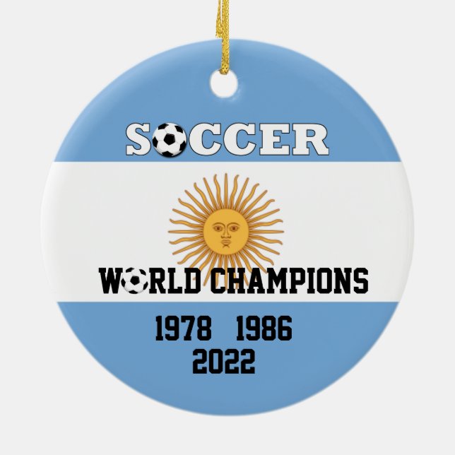 Argentina 3 Times Soccer Champs Ornament  (Back)