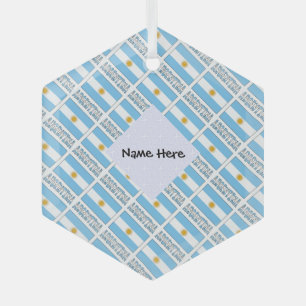 Argentina and Argentine Flag Tiled with Your Name Glass Tree Decoration