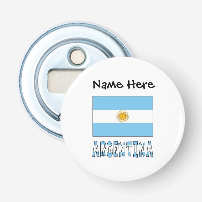 Argentina and Argentine Flag with Your Name Bottle Opener (Front)
