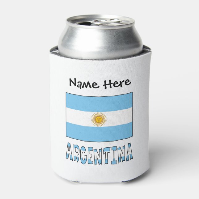 Argentina and Argentine Flag with Your Name Can Cooler (Can Front)