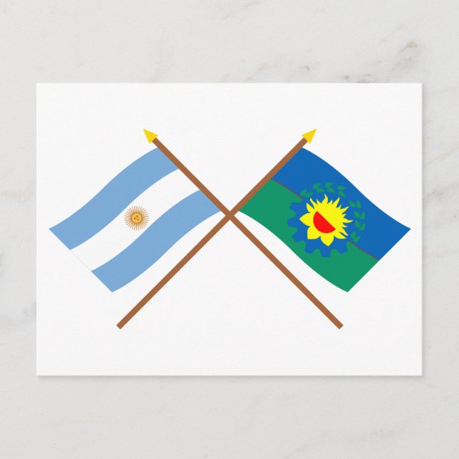 Argentina and Buenos Aires Crossed Flags Postcard (Front)